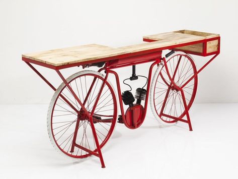 BIKE | Console table By KARE-DESIGN Tv Stand Table, Bicycle Bar, Red Bicycle, Sofa Bar, Hand Carved Furniture, Console Tv, Furniture Cleaner, Stand Table, Stall Designs