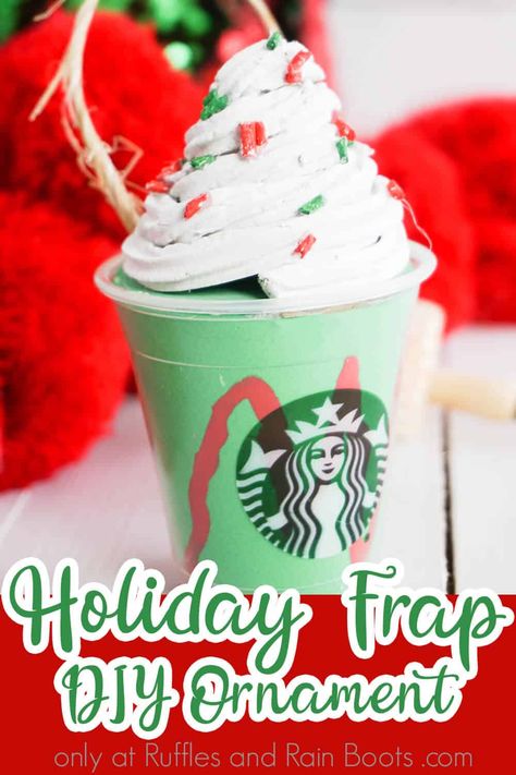 Diy Whipped Cream, Cupcakes Decoration Diy, Starbucks Crafts, Frappuccino Starbucks, Coffee Ornaments, Chocolate Ornament, Christmas Cupcakes Decoration, Christmas Orniments, Fake Cakes