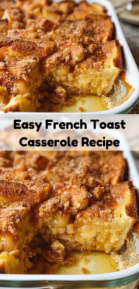 Simple and delicious French toast casserole. Quick and easy breakfast recipe! Easy French Toast Casserole, French Toast Casserole Recipe, French Toast Casserole Easy, Best Breakfast Casserole, French Toast Casserole Recipes, Breakfast For A Crowd, Casserole Easy, Brunch Casserole, French Toast Breakfast