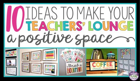 Use these 10 ideas to create a teachers' lounge that promotes collaboration, inspiration, celebration, and humor! Make your staffroom a place teachers love! Cute Principal Office, Welcome New Principal To School, Decorate Teachers Lounge, Assistant Principal Bulletin Board Ideas, Staff Board Ideas Offices, Principal Ideas For Staff, Teacher Workroom Bulletin Boards, Staff Bathroom Ideas Teacher Lounge, Staffroom Ideas Teacher Lounge Bulletin Boards