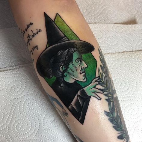 Wicked Witch of the West tattoo - Wizard of Oz tattoo Witchcraft Tattoo, West Tattoo, Werewolf Tattoo, Oz Tattoo, Fandom Tattoos, Witchcraft Tattoos, Gargoyle Tattoo, Supernatural Tattoo, Unicorn Tattoos