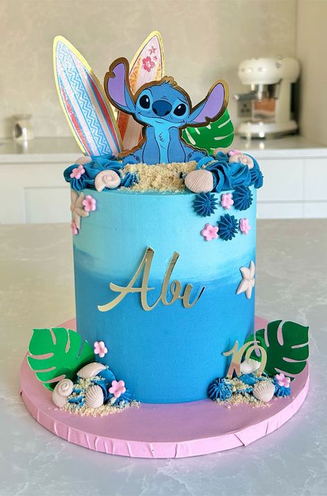 stitch birthday cake, stitch cake, cute stitch birthday cake, stitch birthday cake design Birthday Cakes 10 Girl, Buttercream Stitch Cake, Cute Stitch Birthday Cakes, Lilo Stitch Birthday Cake, Lili And Stitch Cake, Stitch Hawaiian Cake, Disney Birthday Cake Ideas, Stitch Birthday Cake Girl, Stitch Cake Girl