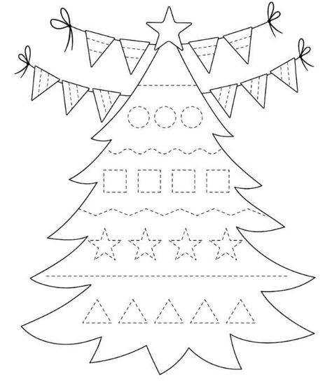 Preschool Christmas Worksheets, Christmas Handwriting, Handwriting Practice Worksheets, New Years Tree, Christmas Worksheets, Free Printable Activities, Vector Christmas, Preschool Christmas, Tracing Worksheets