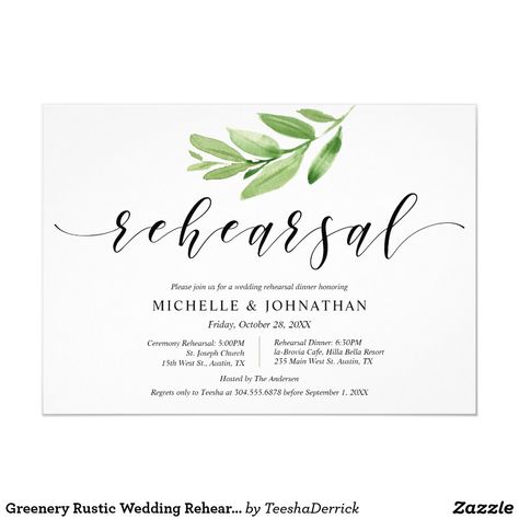 Greenery Rustic Wedding Rehearsal and Dinner Invitation Rustic Rehearsal Dinners, Wedding Rehearsal Invitations, Wedding Rehearsal Dinner Invitations, Dinner Party Invitations, Rehearsal Dinner Invitation, Wedding Party Supplies, Dinner Invitation, Engagement Party Wedding, Rehearsal Dinner Invitations