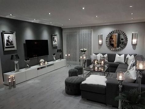 Gray Living Room Design, Sitting Room Design, Classy Living Room, Living Room Decor Gray, Cozy Boho, Aesthetic Living Room, Glam Living Room, Apartment Living Room Design, Black Living Room