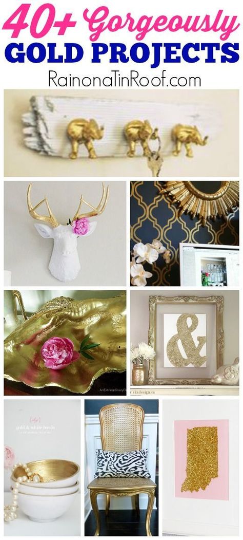 Gold is back, baby! And in a big way! Here are 40+ gold home decor projects that you can do all on your own! Easy Diys, Diy Gold, Gold Home Decor, Creation Deco, Gold Diy, Home Decor Projects, Easy Home Decor, Décor Diy, Decor Minimalist