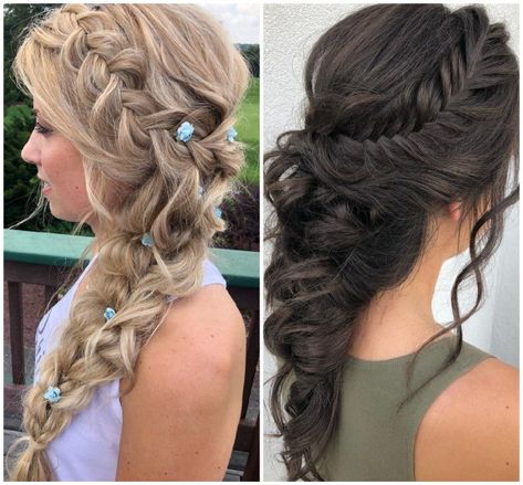 Cascading Elsa Braid Hairstyles Bridal Hair With Mermaid Dress, Elsa Bridal Hair, Elsa Wedding Hair, Quinceanera Hair, Howey Mansion, Elsa Braid, Big Wedding Hair, Wedding Hair Trends, Bridal Trends