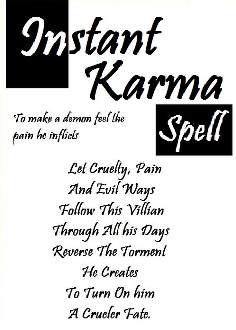 Easy Karma Spells, How Karma Works, Karma Spells Instant, Spells That Actually Work Karma, Spells For Karma, Karma Witchcraft, Instant Karma Spell, Karma Spells Witchcraft, Karma Spells That Work