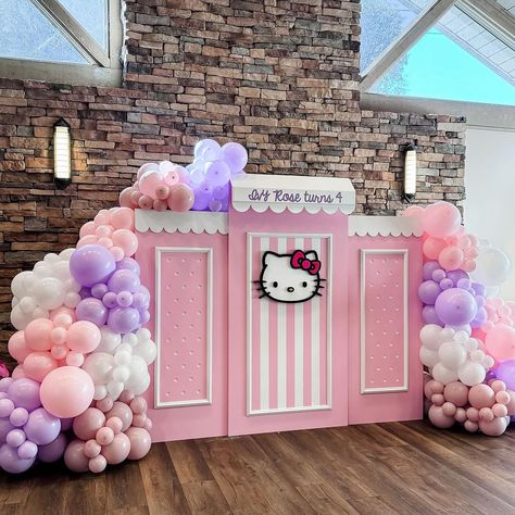 BALLOONS & RENTALS | Event Designer | Ivy Rose turned 4 with our new Hello Kitty themed backdrop set ✨ thank you for having us again @shanarose Introducing our first “themed”… | Instagram Hello Kitty Backdrop Ideas, Hello Kitty Birthday Backdrop, Kitty Balloon Decorations, Hello Kitty Theme Party Backdrop, Hello Kitty Backdrop, Hello Kitty Backdrop 1st Birthdays, Ballon Ideas, Cute Picture Quotes, Ivy Rose