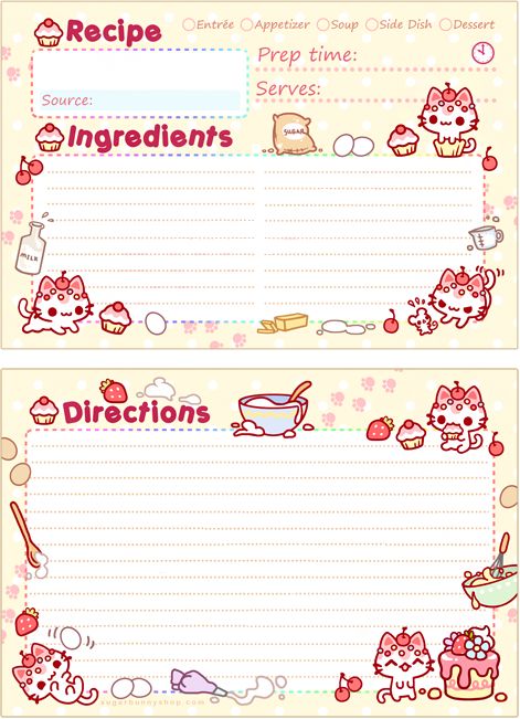 Cupcake Kitty Recipe Card Cute Recipe Cards Printables, Recipe Card Aesthetic, Cute Recipe Template, Recipe Cards Aesthetic, Recipe Paper Template, Aesthetic Id Card Template, Aesthetic Recipe Book, Recipe Stickers, Cute Recipe Cards