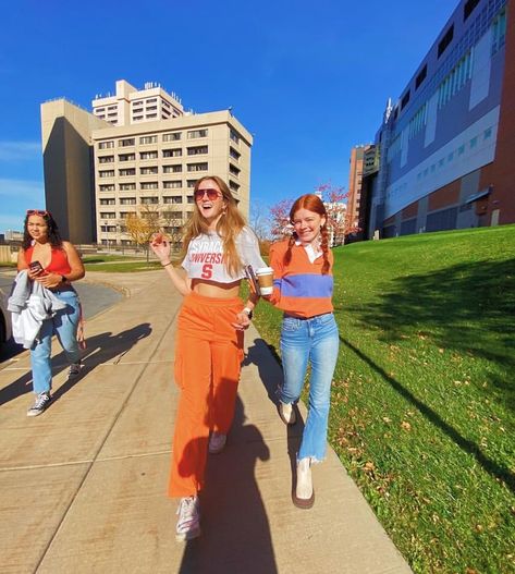 Syracuse Sorority, Syracuse University Aesthetic, Syracuse Aesthetic, Syracuse Tailgate, Education Aesthetic, College Collage, School Photoshoot, College Gameday Outfits, Gameday Outfits