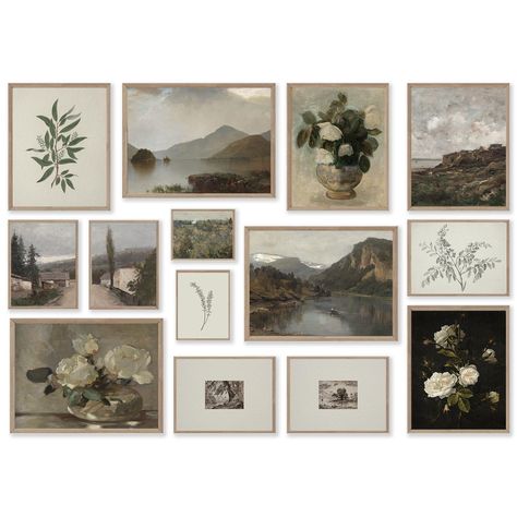 PRICES MAY VARY. WESTERN DECOR STYLE:The style of botanical wall art is Western vintage style, a blend of floral,plant,nature landscape and other elements, simple and add a sense of historical tranquility for room, the artworks for wall will certainly be the focus of your space. DARK ACADEMIA ROOM DECOR: Set of 14pcs vintage posters, 4 univeral sizes are included:2pcs 10x15cm(4x6"),5pc 13x18cm(5x7"),4pcs 20x25cm(8x10"),3pcs 28x36cm(12x15").This vintage wall decor is UNFRAMED, You can DIY accordi Room Aesthetic Vintage, French Art Prints, Pictures For Room, French Country Wall Decor, Bathroom Gallery Wall, Large Gallery Wall, Western Wall Decor, Vintage Farmhouse Decor, Living Ideas