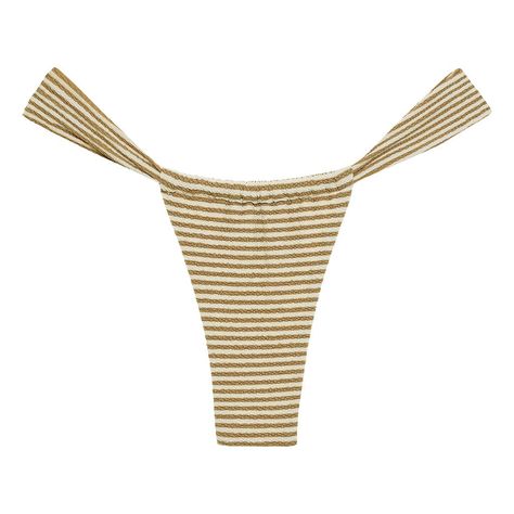 Fit Minimal Coverage Low Rise High Cut Style To Elongate Leg Style Features Bottom Slides To Adjust To Your Coverage Preference Perfect For Minimal Tan Lines Style Tip: Wear Two Ways With Straps High Or Low On The Hip Fabric Details 90% Nylon, 10% Spandex Tan and beige striped fabric Thick, textured fabric with light compression Imported from Spain OEKO-TEX certified Montce Swim, Swim Brands, Suntan Lotion, Striped Fabric, Swim Suits, Sun Tan, Tan Lines, Fabric Details, Textured Fabric