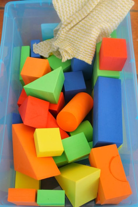 foam blocks at the Dollar store and popped them into a quiet box with a wash cloth. When we wet the washcloth it can be used almost like glue, holding the foam blocks together. Quiet Bins, Quiet Boxes, Quiet Time Boxes, Busy Bins, Stem Boxes, Wet Foam, Kids Travel Activities, Emergent Literacy, Fun Worksheets For Kids