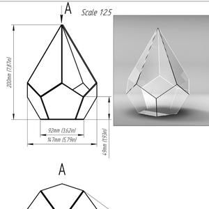 PDF printable pattern. Small glass terrarium polyhedron | Etsy Wedding Ring Box Glass, Succulents Terrarium, Geometric Terrarium Wedding, Terrarium Wedding, Drawing Architecture, 2d Drawing, Geometric Planter, Geometric Terrarium, Making Stained Glass