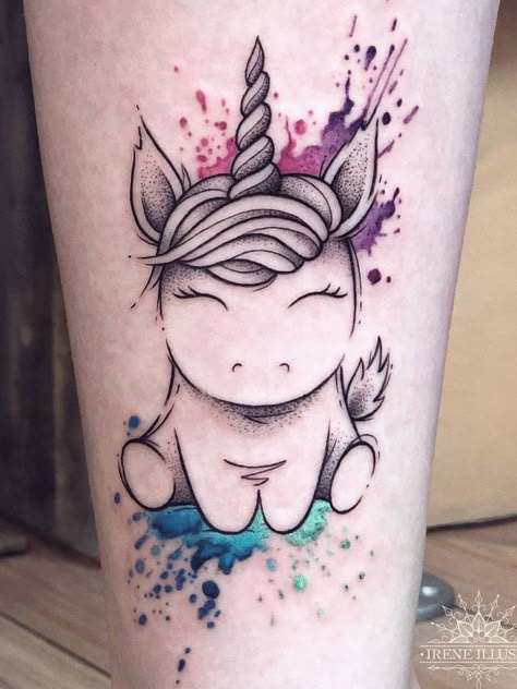 Unicorn Tattoo Ideas Small, Tattoo Unicorn, Lace Thigh Tattoos, Unicorn Tattoo Designs, Unicorn Tattoo, Rainbow Tattoos, Unicorn Tattoos, Парные Тату, Tatuaje A Color