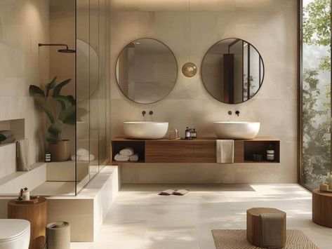 Organic Bathroom Design, Bathroom Attic, Bathroom Moodboard, Bathroom Japandi, House Moodboard, Japandi Bathroom, Japandi House, Warm Bathroom, Tub Design