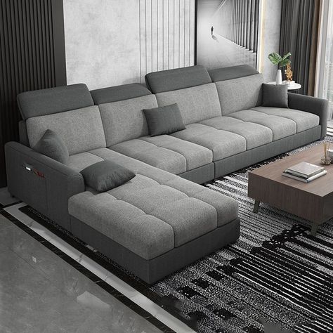 Sofa Grey Color, Modern Living Room Sofa Set Grey, L Chair Living Room, 9 Seater Sofa Design, L Type Sofa Living Rooms Indian, Grey Sofa L Shape, L Shape Sofa Living Room Modern, Gray L Shape Sofa, Sofa Design Living Rooms L Shape