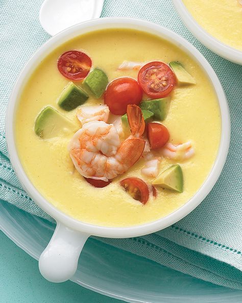 Southwestern Corn, Shrimp Soup Recipes, Cold Soup Recipes, Quick Soup Recipes, Quick Soup, Chilled Soup, Shrimp Soup, Summer Soup, Cold Soup