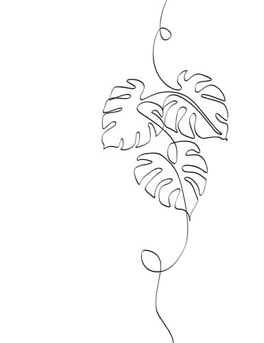 Tropical monstera leaves bush silhouette in line Vector Image Houseplant Line Drawing, Embroidery Designs Line Art, Monstera Plant Line Art, Line Drawings Leaves, Tropical Leaf Line Art, Monstera Sketches, Monstera Fine Line Tattoo, Monstera Line Tattoo, Monstera Plant Tattoo Simple