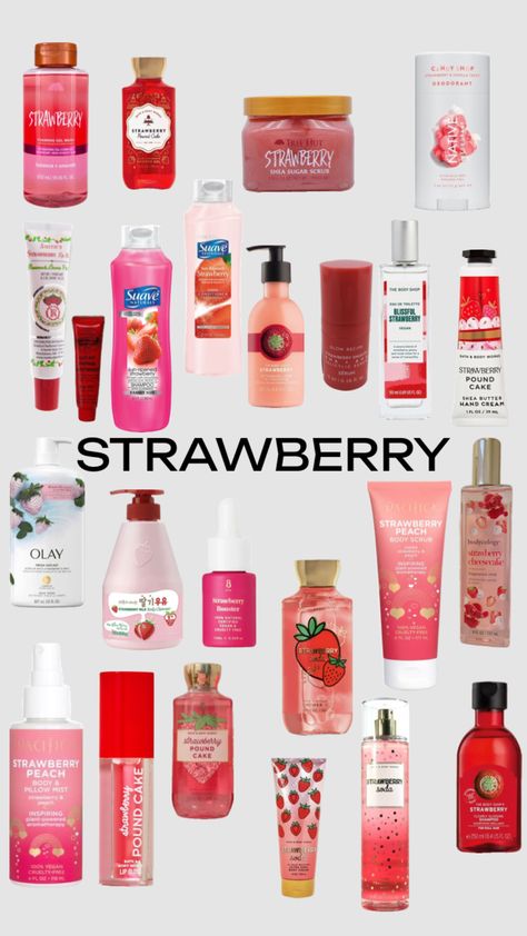 #strawberry #skincare #strawberryskincare #amazing Strawberry Skincare Products, Strawberry Skincare, Strawberry Products, Strawberry Vibes, Scent Layering, Strawberry Cosmetics, Scent Guide, Strawberry Hair, Shea Butter Hand Cream