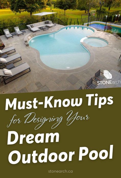 Tips in designing your dream outdoor pool	Must-Know Tips for Designing Your Dream Outdoor Pool" Outdoor Tiles Floor, Eco Friendly Architecture, Small Front Yards, Green Building Materials, Outdoor Pool Area, Pool Shapes, Sustainable Landscaping, Front Yard Design, Natural Stone Flooring