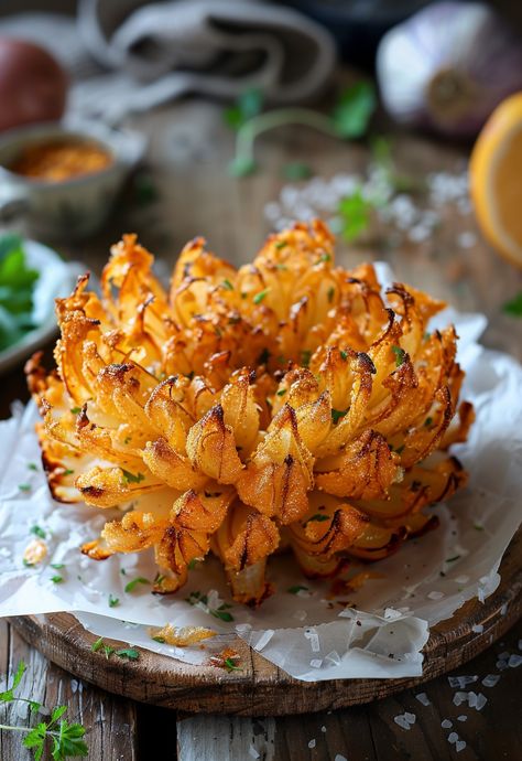 Learn How to Cook Air Fryer Blooming Onion Recipe For Free | Recipes You'll Love, Made Easy! Onion Bloom Air Fryer, Air Fry Blooming Onion Recipe, Air Fried Blooming Onion, Blooming Onion Recipe Air Fryer, Blooming Onion Dip, Air Fryer Blooming Onion Recipe, Air Fryer Onions, Air Fryer Blooming Onion, Blooming Onion Recipe