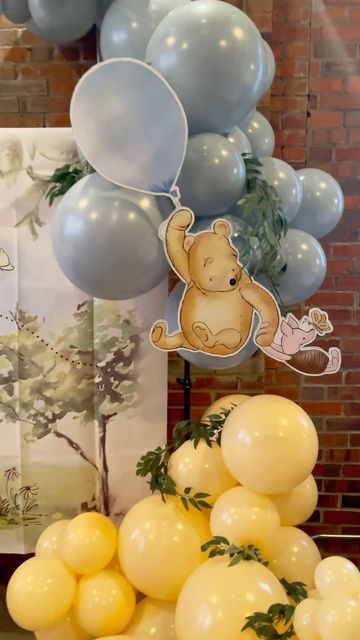 Events with Coco on Instagram: "Classic Winnie the Pooh Baby Shower 🍯🐝💙 . #event #eventdecor #eventstylist #balloonart #events #eventinspiration #babyshower #babyboy #baby #balloonartist #tuftexballoons #congratulations #balloongarland #balloondecor #party #partydecorations #partyinspiration #partyideas #inspiration #balloonart #balloons #balloons🎈 #winniethepooh #eventdesign #classicwinniethepooh #luxuryeventstyling #minorityownedbusiness" Rustic Winnie The Pooh Party, Classic Winnie The Pooh Backdrop, Vintage Winnie The Pooh Balloon Arch, Classic Winnie The Pooh Shower Ideas, Winner The Pooh Baby Shower Ideas, Winnie The Pooh Balloons, Winnie The Pooh Baby Shower Balloon Arch, Winnie The Pooh Baby Shower Backdrop, Winnie The Pooh Baby Shower Decorations