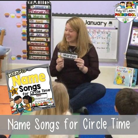 Morning Meeting Name Songs | song | Circle Time is the perfect opportunity to let young children (preschool, pre-k, kindergarten, special ed) practice their names. This set includes 18 𝗡𝗮𝗺𝗲... | By Play to Learn Preschool - Facebook Circle Time Name Games, Circle Time Name Songs, Name Songs For Kindergarten, Name Songs Preschool Circle Time, Name Songs Preschool, Preschool Name Recognition, Toddler Circle Time, Greeting Song, Preschool Circle Time Activities