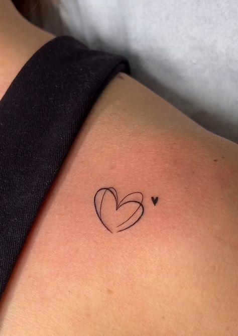 3 Hearts Tattoo Ideas On Wrist, Over Heart Tattoo Placement, Date In Heart Tattoo, Love You Lots Tattoo, Heart Tattoo On Collar Bone, Heart On My Sleeve Tattoo, Grandparent Tattoo Ideas, Double Heart Tattoo, Tattoo Ideas Shoulder