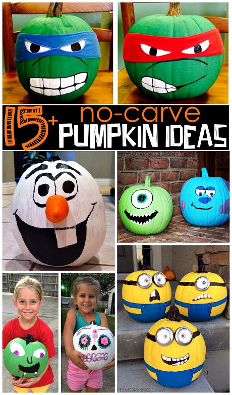 Clever No Carve/Painted Pumpkin Ideas for Kids on Halloween - Crafty Morning Pumpkin Ideas For Kids, Painted Pumpkin Ideas, Crafty Morning, Pumpkin Decorating Contest, No Carve Pumpkin Decorating, Pumpkin Contest, Halloween Pumpkin Designs, Halloween Pumpkins Painted, Painted Pumpkin