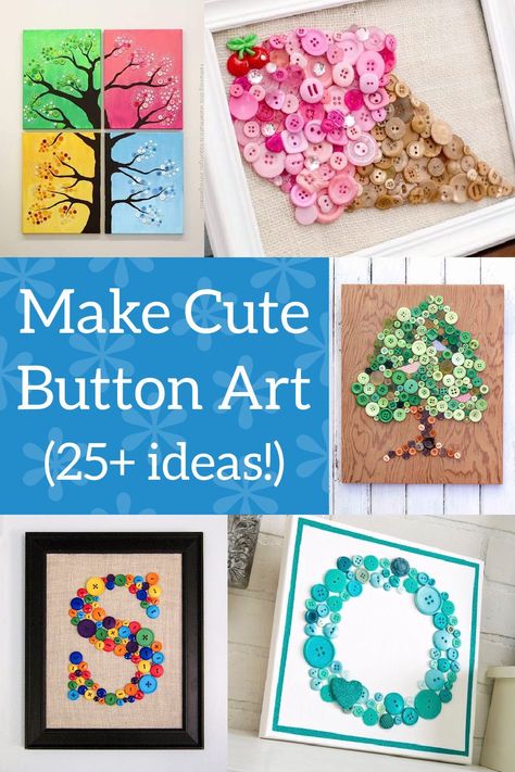 Buttons can be used for much more than clothing! Use them to make button art for your home – here are 25+ ideas. These are so easy! Button Crafts For Adults Project Ideas, Button Art Ideas, Button Art On Canvas, Diy Button Crafts, Button Wall Art, Button Art Projects, Ornaments Diy Kids, Buttons Crafts Diy, Upcycle Crafts