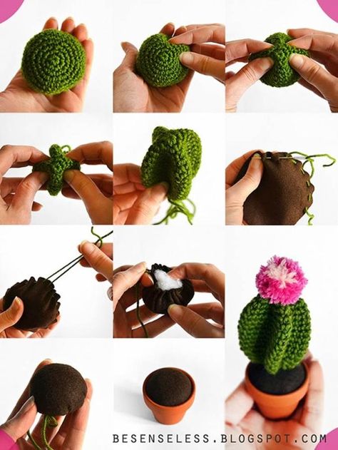 DIY Cute Crochet Cactus Amigurumi Crochet Succulent, Diy Fleur, Crochet Cactus, Baby Cocoon, Pola Amigurumi, Crochet Plant, Amigurumi Free, Love Crochet, Amigurumi Free Pattern