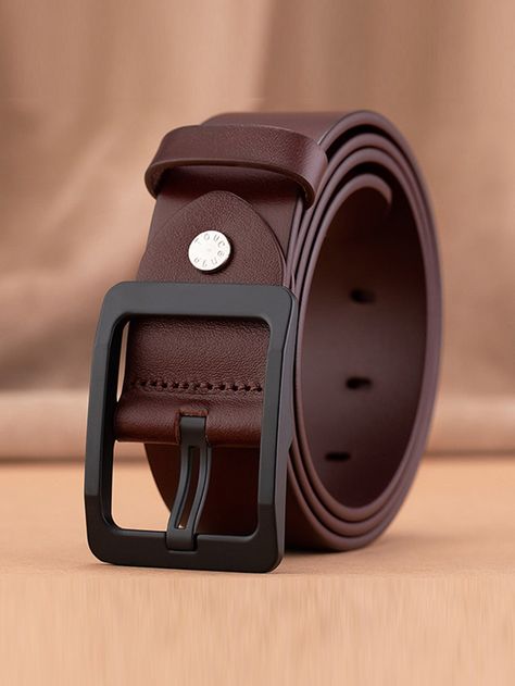 Brown  Collar  PU Leather   Embellished   Men Accessories Men’s Belts, Luxury Belts For Men, Mens Dress Shoes Guide, Mens Belts Casual, Martial Arts Belts, Mens Leather Accessories, Casual Leather Belt, Men Wallet, Luxury Belts