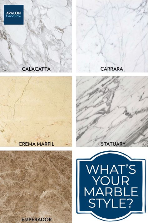 Is Marble Tile right for your space? Learn all about the types of Marble available and the great design possibilities! Floor Tile Combination Ideas, Italian Marble Design Floors, Marble Colour Palette, Italian Marble Flooring Design, Marble Moodboard, Marble Types, Types Of Tiles, Tile Combinations, Types Of Marble