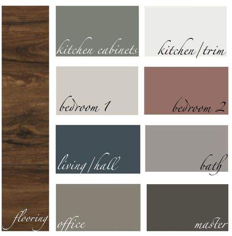 House Color Schemes With Dark Wood, Dark Walnut Color Scheme, Dark Wood Floors Dark Walls, Home Color Schemes Interior With Dark Wood, Paint Colors To Pair With Dark Wood, Wood Cabin Color Palette, Kitchen Colors Schemes With Dark Floors, Kitchen Island Colors With Dark Cabinets, Wall Colors For Dark Cabinets