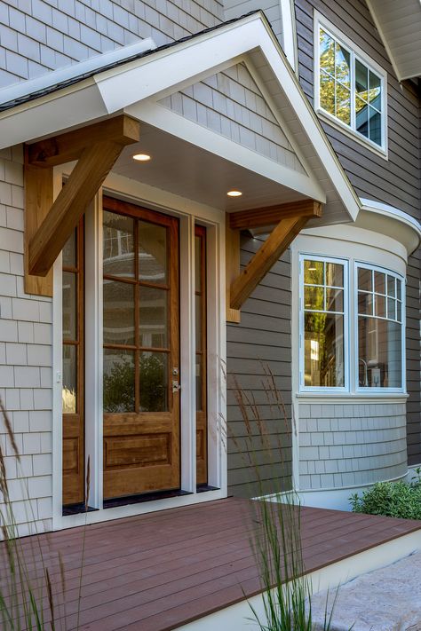 Front Door Overhang, Porch Overhang, Door Overhang, Portico Design, House Awnings, Mobile Home Exteriors, Porch Awning, Suttons Bay, Glen Arbor