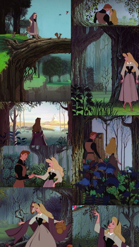 Maleficent Forest, Aurora And Prince Philip, Dark Green Nature, Aurora Wallpaper, Sleeping Beauty Art, Sleeping Beauty 1959, Foto Disney, Disney Princess Aurora, Disney Collage