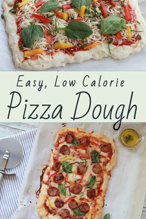 Low Calorie Pizza Dough, Easiest Pizza Dough, Calories Pizza, Low Calorie Pizza, Healthy Pizza Recipes, Low Calorie Dinners, Calorie Recipes, Healthy Pizza, Low Cal Recipes