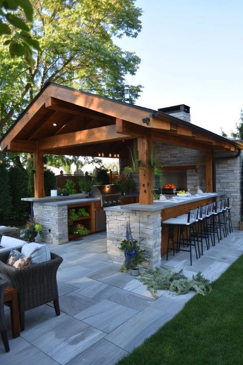 Full Outdoor Kitchen Ideas, Backyard With Kitchen, Outdoor Kitchen Covered Patio, Outdoor Cooking Area On A Budget, Outdoor Kitchen Farmhouse, Outdoor Kitchen With Pergola, Brewton Alabama, House With Outdoor Kitchen, Backyard Entertainment