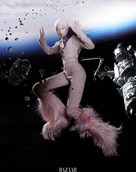 Xiao Wen Ju, Space Fashion, Harper’s Bazaar, Harper's Bazaar, Harpers Bazaar, Fashion Shoot, Photography Inspo, In Space, Creative Photography