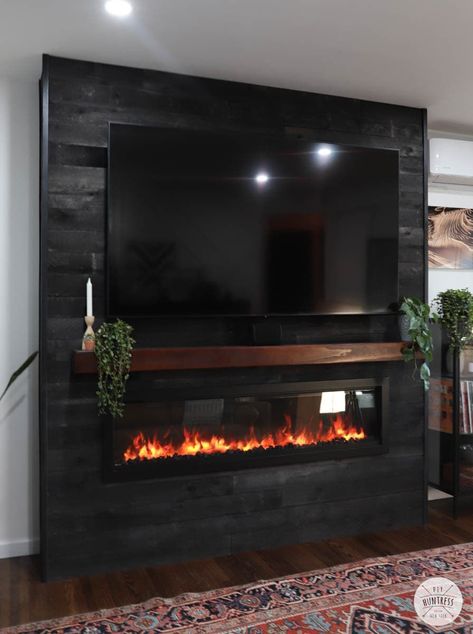 Alternatives To Shiplap Fireplace, Wall Mounted Fireplace And Tv Floating Shelves, Tv Wall Decor With Electric Fireplace, Fireplace Rooms Ideas, Electric Fireplace Ideas With Tv Tall Ceilings, Shiplap Electric Fireplace Wall With Tv Farmhouse, Wall Mount Tv With Fireplace, Electric Fireplace Ideas With Tv Black Wall, Fireplace Insert With Mantle