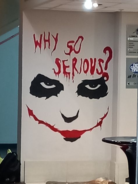 Joker Wall Painting, Joker Paintings Easy, Joker Room Ideas, Graffiti Door Ideas, Joker Room Decor, Halloween Theme Painting Canvas, The Joker Painting Easy, Joker Painting Ideas, Joker Pumpkin Painting