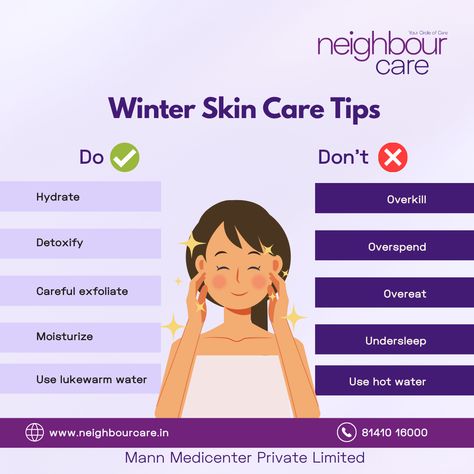 Protect your skin in winter from dryness and discomfort. Follow a proper skincare routine in winter. 💫💫💫 #skin #skincare #winterskincare #skincareroutine #skincaretips #bodycare #moisturizer #neighbourcare Skin Care In Winter, Invest In Your Skin, Brightening Skincare, Winter Skin Care Routine, Winter Care, Smoothie Bowl Healthy, Homemade Cleaning Solutions, Winter Skin Care, Winter Skin