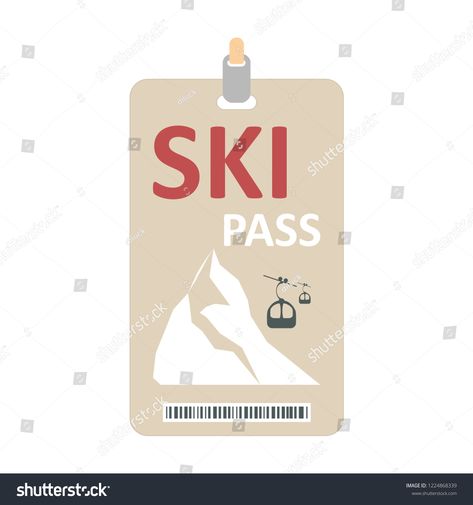 Ski Pass Design, Ski Pass, Gaming Merch, Winter Games, Winter Sport, Ski Lift, Winter Vacation, Ski Resort, Design Vector