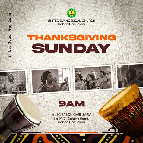 This is a Thanksgiving service flyer for UEC Sabon Gari Zaria. Thanksgiving Service Flyer Design, Thanksgiving Flyer Design, Thanksgiving Flyer, Thanksgiving Service, Church Flyer Design, Church Poster, Church Flyer, Flyer Design, Thanksgiving