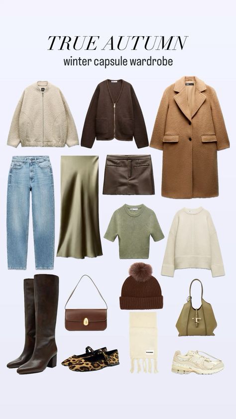 Warm Fall Color Palette Outfits, True Autumn Palette Outfits, Deep Autumn Winter Outfits, True Autumn Outfit Ideas, Warm Autumn Color Palette Outfit Ideas, Fall 2024 Color Palette, Warm Autumn Clothes, Soft Autumn Color Outfits, Soft Autumn Palette Outfits