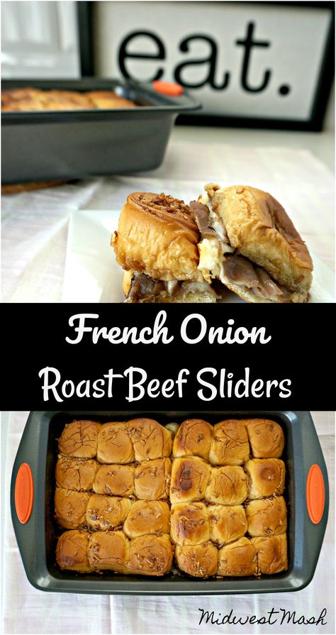 Roast Beef Hawaiian Roll Sliders, Sliders In The Oven, French Onion Roast, Onion Soup Mix Recipe, Roast Beef Sliders, Beef Sliders, Lunch Appetizers, Roast Beef Sandwiches, Burger Sliders