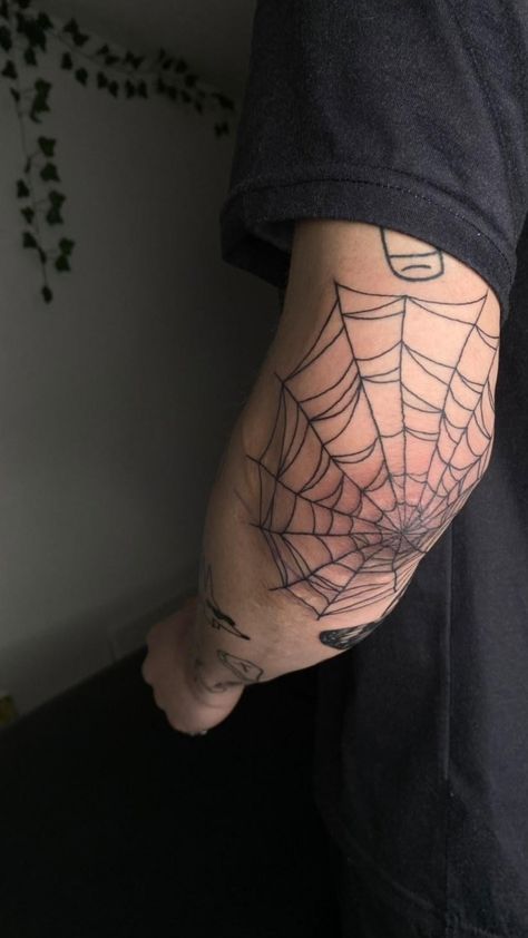 Hair Tattoo Designs For Men, Web Elbow Tattoo, Hair Tattoo Designs, Spider Web Tattoo, Elbow Tattoo, Web Tattoo, Hair Tattoo, Tattoo Designs For Men, Spider Web