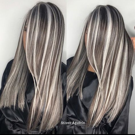 Silver Highlights, Gorgeous Hair Color, Brown Hair With Blonde Highlights, Caramel Highlights, Long Hair Color, Gray Hair Highlights, Blonde Hair Inspiration, Pretty Hair Color, Blonde Hair Looks